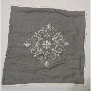 Safavieh  Euro Pillow Shams  Linen 19.5 X 19.5Gray  Embroidered Button Closure